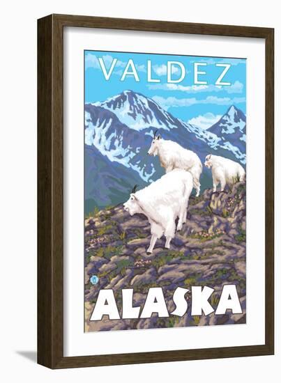 Mountain Goats Scene, Valdez, Alaska-Lantern Press-Framed Art Print