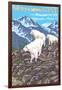 Mountain Goats Scene, Yellowstone National Park-Lantern Press-Framed Art Print