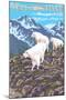 Mountain Goats Scene, Yellowstone National Park-Lantern Press-Mounted Art Print