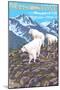 Mountain Goats Scene, Yellowstone National Park-Lantern Press-Mounted Art Print