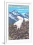 Mountain Goats Scene, Yellowstone National Park-Lantern Press-Framed Art Print