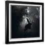 Mountain Gorilla Hanging on Vine-Adrian Warren-Framed Photographic Print