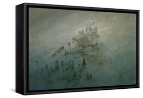 Mountain in the fog. Oil on canvas.-Caspar David Friedrich-Framed Stretched Canvas