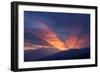 Mountain Landscape at Dawn. Beautiful Sky with Sunbeams and Clouds. View from Mount Mkheer. Zemo Sv-Kotenko-Framed Photographic Print