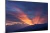 Mountain Landscape at Dawn. Beautiful Sky with Sunbeams and Clouds. View from Mount Mkheer. Zemo Sv-Kotenko-Mounted Photographic Print