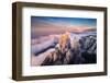 Mountain Landscape at Sunset. Amazing View from Mountain Peak on the High Rocks, Blue Sky, Clouds A-Denis Belitsky-Framed Photographic Print