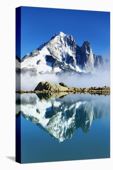 Mountain Landscape, Lac Blanc with Aiguille Vert and Les Drus, Haute Savoie, France, September 2008-Frank Krahmer-Stretched Canvas