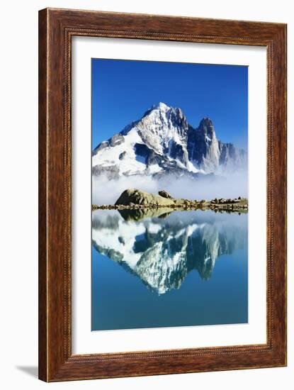 Mountain Landscape, Lac Blanc with Aiguille Vert and Les Drus, Haute Savoie, France, September 2008-Frank Krahmer-Framed Photographic Print