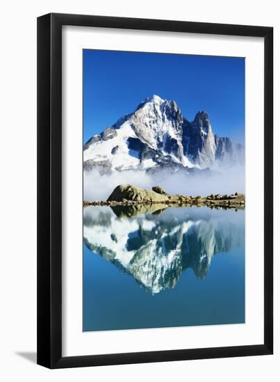 Mountain Landscape, Lac Blanc with Aiguille Vert and Les Drus, Haute Savoie, France, September 2008-Frank Krahmer-Framed Photographic Print