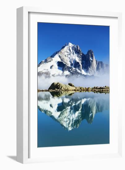 Mountain Landscape, Lac Blanc with Aiguille Vert and Les Drus, Haute Savoie, France, September 2008-Frank Krahmer-Framed Photographic Print