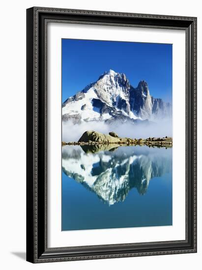 Mountain Landscape, Lac Blanc with Aiguille Vert and Les Drus, Haute Savoie, France, September 2008-Frank Krahmer-Framed Photographic Print