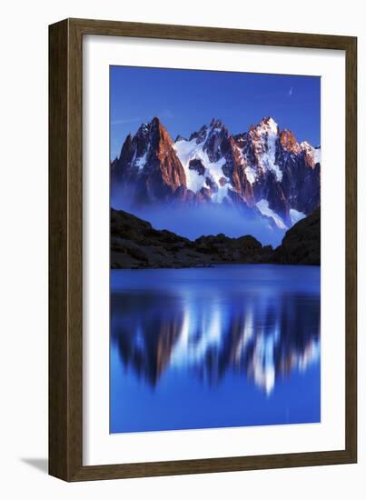 Mountain Landscape, Lac Blanc with Aiguilles De Chamonix at Sunset, Haute Savoie, France-Frank Krahmer-Framed Photographic Print