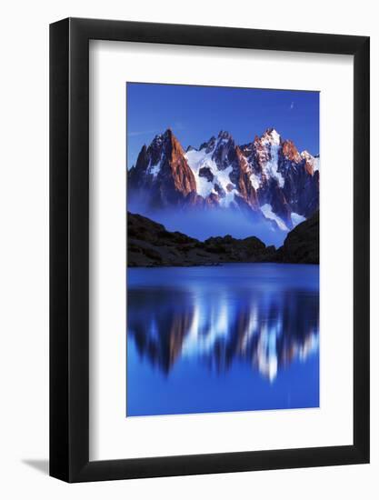 Mountain Landscape, Lac Blanc with Aiguilles De Chamonix at Sunset, Haute Savoie, France-Frank Krahmer-Framed Photographic Print