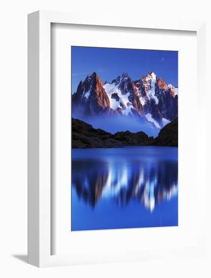 Mountain Landscape, Lac Blanc with Aiguilles De Chamonix at Sunset, Haute Savoie, France-Frank Krahmer-Framed Photographic Print