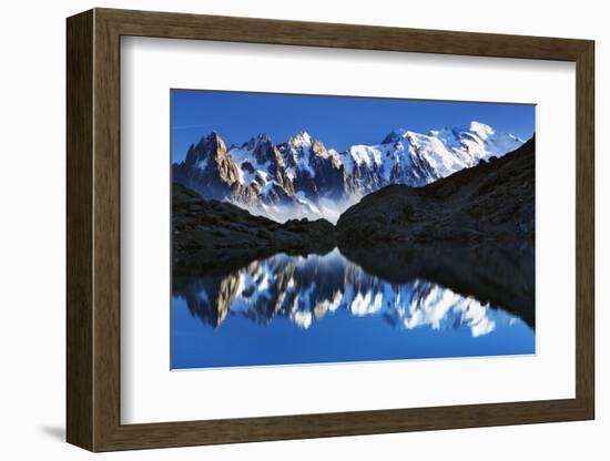 Mountain Landscape, Lac Blanc with Aiguilles De Chamonix, Mont Blanc at Right, Haute Savoie, France-Frank Krahmer-Framed Photographic Print