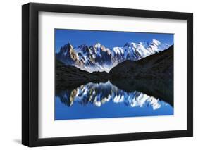 Mountain Landscape, Lac Blanc with Aiguilles De Chamonix, Mont Blanc at Right, Haute Savoie, France-Frank Krahmer-Framed Photographic Print