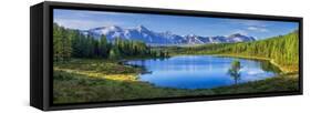 Mountain Landscape, Lake and Mountain Range, Large Panorama, Altai-null-Framed Stretched Canvas