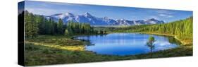 Mountain Landscape, Lake and Mountain Range, Large Panorama, Altai-null-Stretched Canvas