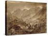 Mountain Landscape, Macugnaga, 1845 (Pen and Brown Ink and Wash over Pencil on Paper)-John Ruskin-Stretched Canvas