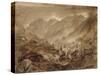 Mountain Landscape, Macugnaga, 1845 (Pen and Brown Ink and Wash over Pencil on Paper)-John Ruskin-Stretched Canvas