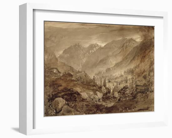 Mountain Landscape, Macugnaga, 1845 (Pen and Brown Ink and Wash over Pencil on Paper)-John Ruskin-Framed Giclee Print