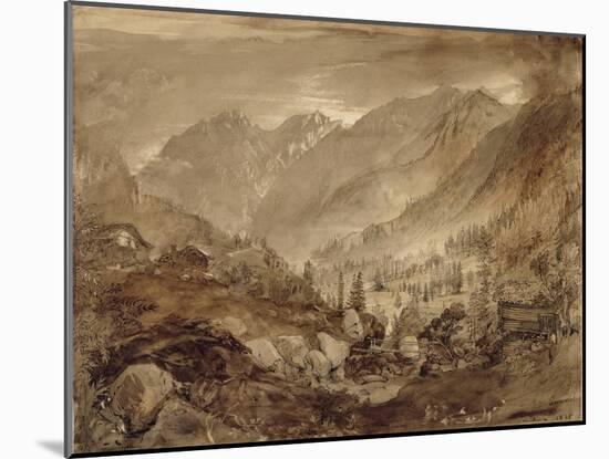 Mountain Landscape, Macugnaga, 1845 (Pen and Brown Ink and Wash over Pencil on Paper)-John Ruskin-Mounted Giclee Print