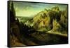 Mountain Landscape with a Surprise Attack, circa 1585-Lucas van Valckenborch-Framed Stretched Canvas