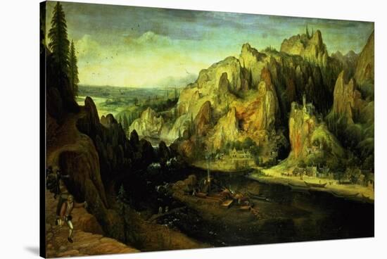 Mountain Landscape with a Surprise Attack, circa 1585-Lucas van Valckenborch-Stretched Canvas