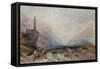 Mountain Landscape with Church (W/C on Paper)-Joseph Mallord William Turner-Framed Stretched Canvas