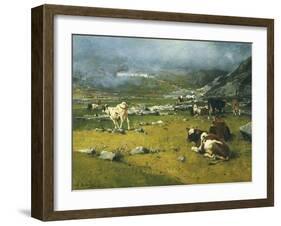 Mountain Landscape with Cows Grazing in Upper Area of Biella-Lorenzo Di Bicci-Framed Giclee Print
