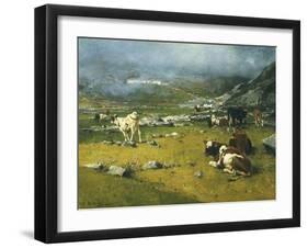 Mountain Landscape with Cows Grazing in Upper Area of Biella-Lorenzo Di Bicci-Framed Giclee Print