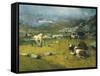 Mountain Landscape with Cows Grazing in Upper Area of Biella-Lorenzo Di Bicci-Framed Stretched Canvas