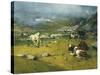 Mountain Landscape with Cows Grazing in Upper Area of Biella-Lorenzo Di Bicci-Stretched Canvas