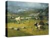 Mountain Landscape with Cows Grazing in Upper Area of Biella-Lorenzo Di Bicci-Stretched Canvas