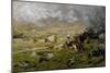 Mountain Landscape with Cows Grazing-Lorenzo Delleani-Mounted Giclee Print