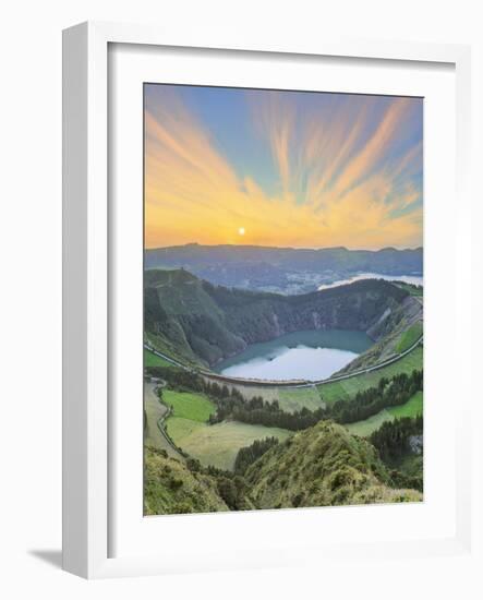 Mountain Landscape with Hiking Trail and View of Beautiful Lakes, Ponta Delgada, Portugal-Hanna Slavinska-Framed Photographic Print