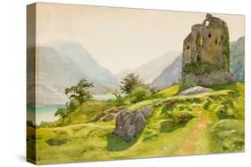 Mountain Landscape with Ruin-Albert Nikolayevich Benois-Stretched Canvas
