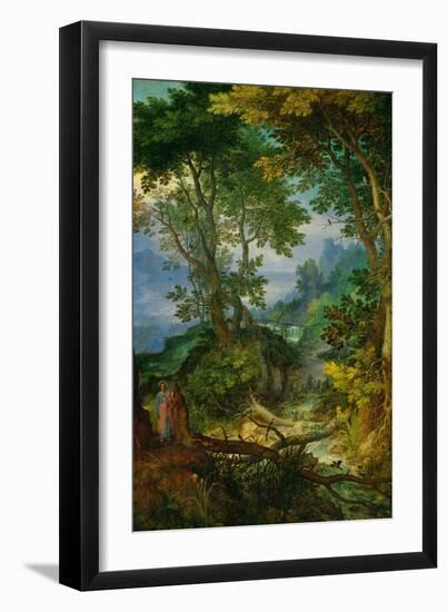 Mountain Landscape with the Temptation of Christ, 1605-1610-Jan Brueghel the Elder-Framed Giclee Print