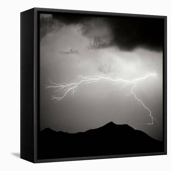 Mountain Lightning Sq BW-Douglas Taylor-Framed Stretched Canvas