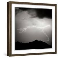 Mountain Lightning Sq BW-Douglas Taylor-Framed Photographic Print