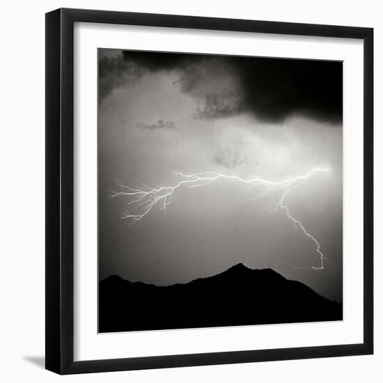 Mountain Lightning Sq BW-Douglas Taylor-Framed Photographic Print