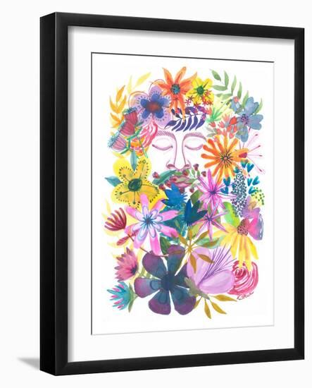 Mountain Man Floral Beard-Kerstin Stock-Framed Art Print