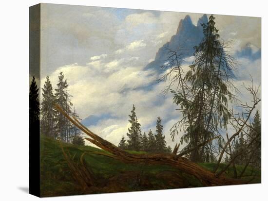 Mountain Peak with Drifting Clouds-Caspar David Friedrich-Stretched Canvas