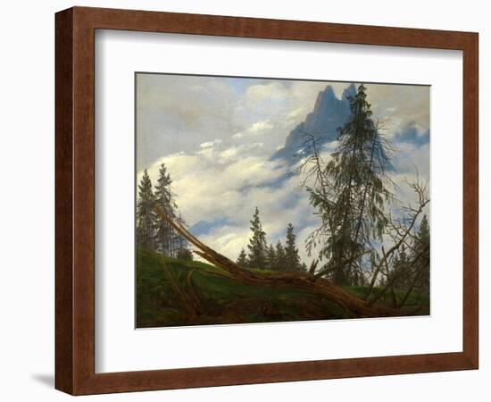 Mountain Peak with Drifting Clouds-Caspar David Friedrich-Framed Giclee Print