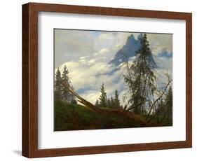 Mountain Peak with Drifting Clouds-Caspar David Friedrich-Framed Giclee Print