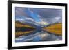 Mountain peaks reflect into Bowman Lake in autumn, Glacier National Park, Montana, USA-Chuck Haney-Framed Photographic Print