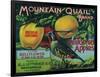 Mountain Quail Apple Crate Label - Watsonville, CA-Lantern Press-Framed Art Print