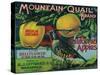 Mountain Quail Apple Crate Label - Watsonville, CA-Lantern Press-Stretched Canvas