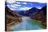 Mountain Range and Artificial Lake (Reservoir) Near the Karo-La Pass-Simon Montgomery-Stretched Canvas