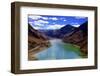 Mountain Range and Artificial Lake (Reservoir) Near the Karo-La Pass-Simon Montgomery-Framed Photographic Print